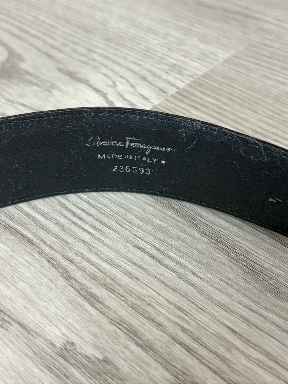 Salvatore Ferragamo Black Leather Belt with Subtle Logo Stamp
